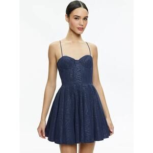 ALICE + OLIVIA ADARA AZURE BLUE BUSTIER SPAGHETTI STRAP MINI DRESS SIZE 14 NWT